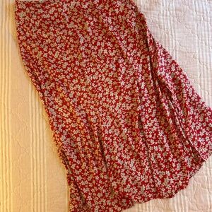 Zara Asymmetrical Red Floral Skirt